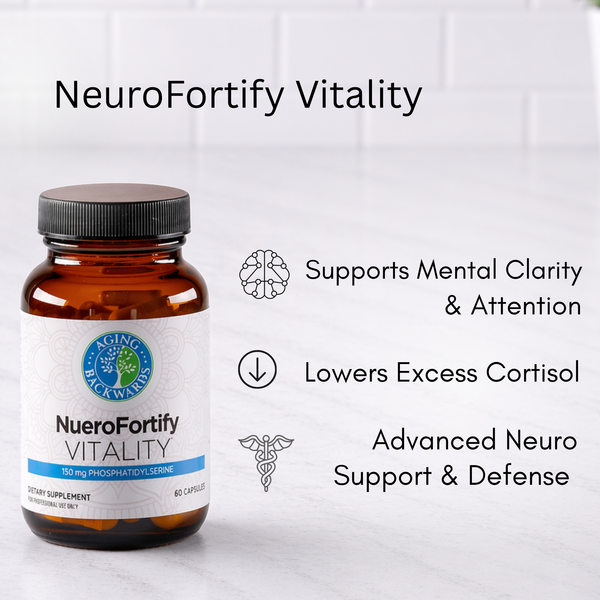 NeuroFortify Vitality supplement bottle with features on a white background